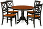 East West Furniture HLQU5-BCH-W 5 Piece Dining Room Furniture Set Includes a Round Kitchen Table with Pedestal and 4 Dining Chairs, 42x42 Inch, Black & Cherry