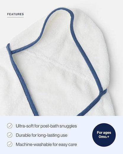 Lalo The Hooded Towel - 100% Organic Cotton, Soft on Sensitive Skin, Cozy & Absorbent, Machine Washable Baby Hooded Bath Towel - Blueberry