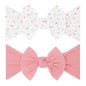 Baby Bling Bows - Newborn to Little Baby Girl Bows, 2 Pack Nylon Super Soft Stretchy Knot Toddler Headbands, Perfect Hair Accessories Head Bands for Infant Kids(White Rainbow Dot & Zinnia)