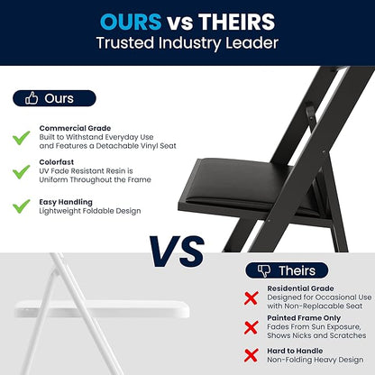 Flash Furniture Hercules Series Folding Chairs for Weddings and Formal Events, Stackable Commercial Event Seats with 1,000-lb. Static Weight Capacity, Set of 4, Black