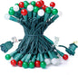 BOHON Christmas Lights Outdoor 24FT 70 LED G15 Red White and Green Globe String Lights Plug in with Pastel Bulb Green Wire for Indoor Patio Xmas Tree Garland Wreath Decor, Waterproof