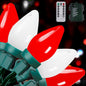 RECESKY C7 Bulbs Christmas String Lights with Remote - 50 LED 26ft Battery String Lights - Fairy Christmas Lighting for Garden Decor Bedroom Porch Xmas Ornament Christmas Decorations - Red White
