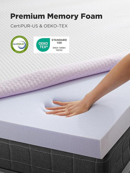 PERLECARE 3 Inch Gel Memory Foam Mattress Topper for Pressure Relief, Premium Soft Cooling Sleep, Non-Slip Design with Removable & Washable Cover, CertiPUR-US Certified - Twin