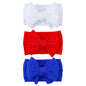 LemonSpace Handmade Headband for 4th of July Blue Baby Bow Newborn Accessories Infant Girls Hair Bows Red White and Blue Stretchy Soft Nylon Baby girl Bows Newborn Toddlers Headwrap