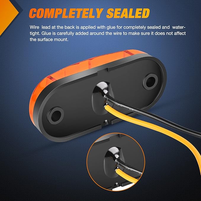 Nilight 2.5Inch Oval Side Marker Light 20PCS Amber 2 Diode LED Trailer Clearance Lights Indicator Taillight Waterproof Surface Mounted for 10-30V Truck Camper Boat Lorry
