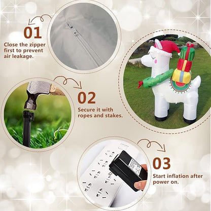 5FT H Lovely Christmas Inflatable Alpaca with Gift Bags and Christmas Wreath Built-in LEDs,Adorable Christmas Inflatable Llama Blow Up for Christmas Party Indoor Outdoor Yard Garden