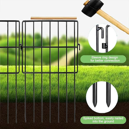 Decorative Garden Fence 17in x10.8ft,10 Pack Rustproof Metal No Dig Fence Animal Barrier for Dog and Rabbits,Square Flower Bed Edging Ornamental Wire Border Panel Fencing,Yard Patio Defense(Square)