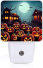 Halloween Pumpkin Night Light, Plug-into Nightlight White LED Lamp, Energy Efficient Decor Desk Lamp for Bedroom Hallway Stairs Bathroom