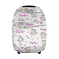 Personalized Cute Elephant Pink Baby Car Seat Covers with Name, Custom Nursing Cover Breastfeeding for Babies, Carseat Canopy for Girls, Infant Stroller Cover, Breathable Carseats Cover
