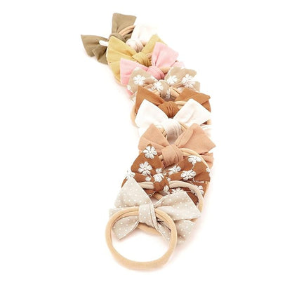 BQUBO Baby Girl Bows and Headbands Cute Headbands with Bow Nylon Hairbands Handmade Hair Accessories for Newborn Infant Toddlers 10 Pack