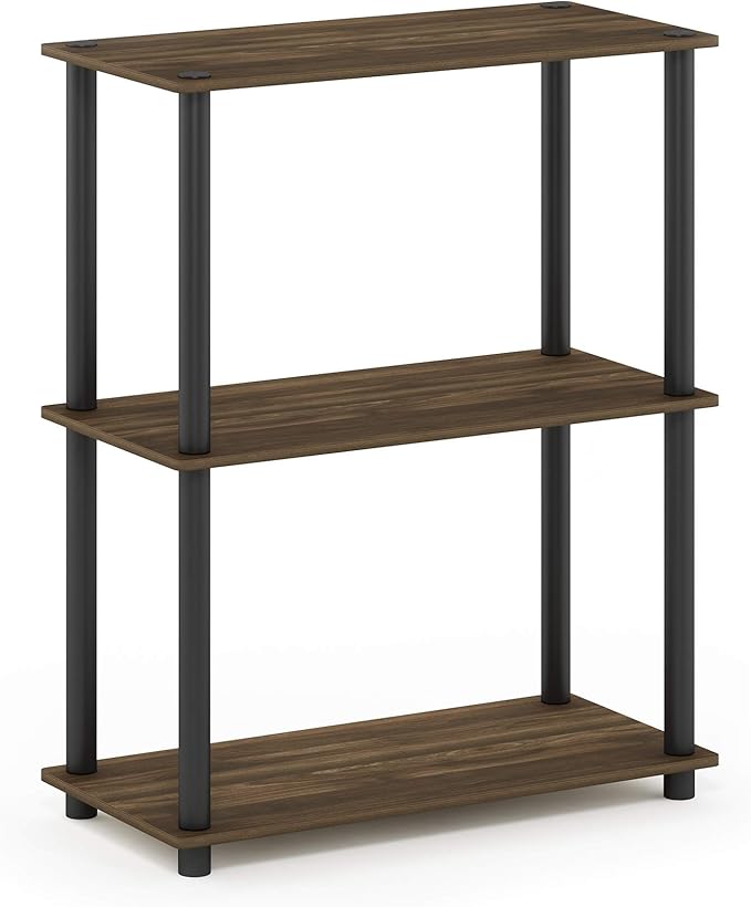 Furinno Turn-N-Tube 3-Tier Compact Multipurpose Shelf Display Rack, Columbia Walnut/Black