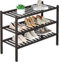 3 Tier Bamboo Shoe Rack for Closet Free Standing Wood Shoe Shelf for Entryway Small Space Stackable 27"x11"x20" (Brown)