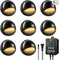 Low Voltage LED Deck Lights Kit with Transformer Timer and Photocell Sensor, IP67 Waterproof Low Voltage Landscape Lighting, Step Lights for Outdoor Walkway Stair Post Railing (8 Pack)