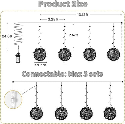 Outdoor Christmas Balls Lights 4 Pack Hanging 7.9" LED Garden Sphere Tree Lights 8 Modes Waterproof Glow Globe Light with Memory Timer Plug for Yard Porch Eave Patio Home Bedroom Decoration-Cool White