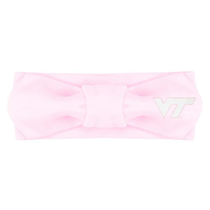 Creative Knitwear Virginia Tech Hokies Infant Girls Pink Solid Hair Knot Headband Embroidered Logo - Size Newborn - 4T