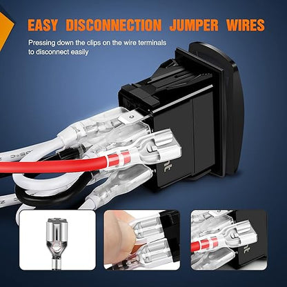 Nilight Down Up Polarity Reverse Switch DPDT 20A 7PIN Momentary Rocker ON/Off/ON 12V 24V Toggle Jumper Wires for Control Motor Hoist, Crane, Linear Actuator