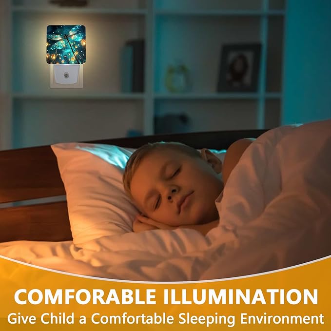 Dragonfly Night Light, Plug-into Fantasy Dragonfly Nightlight White LED Lamp, Energy Efficient Decor Desk Lamp for Bedroom Hallway Stairs Bathroom
