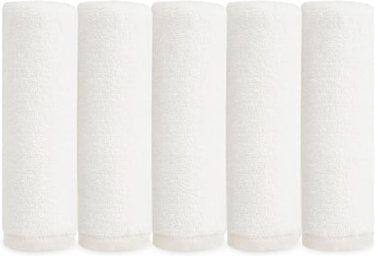 Natemia Organic Baby Washcloths (5 Pack, 12” x 12”) – 100% Organic Cotton – Ultra-Soft Baby Towels for Sensitive Skin – Newborn, Boys & Girls – Bathtime Wash Cloths, Baby Registry Must-Have (White)