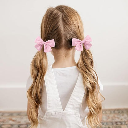 OAOLEER 40Pcs 3.5Inch Hair Bows for Toddler Girls - Linen Neutral Pigtail Bows Double Bun Ponytail Bows Alligator Clips Hair Barrettes Accessories for Baby Little Girls Kids in Pairs