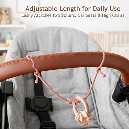 ROCCED Toy Straps for Baby 6pcs, Silicone High Chair Toys Straps Stroller Accessories Toddler Bottle Strap Car Seat Toys Baby Travel Essential Silicone Ivory+Sage+Blue