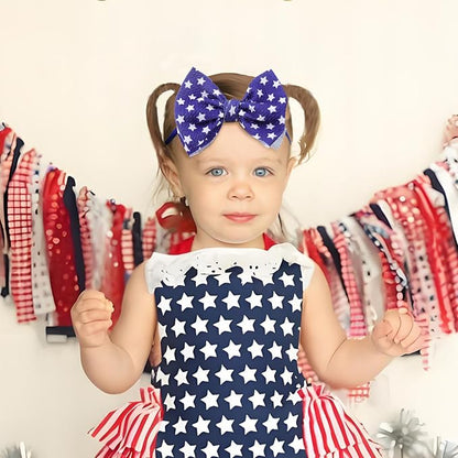 YanJie Baby Bows Nylon Blue Headbands for Infant Girls Police Support Hair Bow for Newborn Toddler National Police Week Hair Accessories Blue Line Flag
