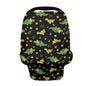 Biyejit Green Dinosaur Baby Multi-Use Cover - Nursing Cover, Baby Car Seat Covers, Shopping Cart, High Chair, and Breastfeeding Cover - Ultra-Soft, Stretchy, Floral Scarf for Baby and Mom