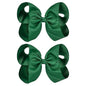 DEEKA 2 PCS 6" Big Hand-made Grosgrain Ribbon Solid Color Hair Bows Alligator Clips Hair Accessories for Little Teen Toddler Girls Kids Set of 2 -Hunter Green