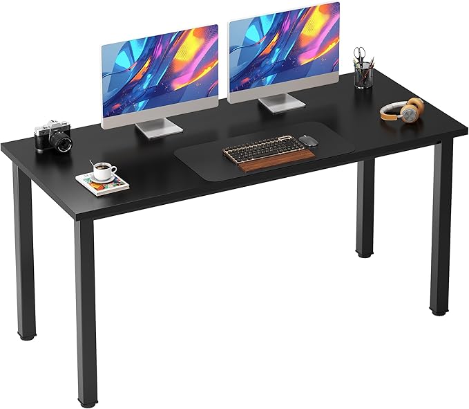 Need 54.3 Inch Large Computer Desk, Modern Simple Style Desk for Home Office, Basic Writing Table for Study Student, Black