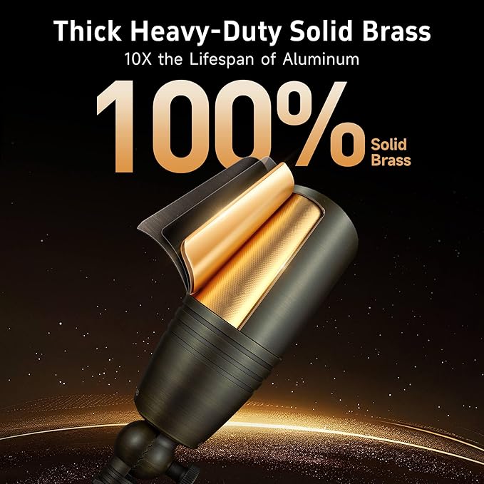 Gardenreet Brass Landscape Lighting - Low Voltage Spotlights Outdoor LED, 12V Wired Uplights, Waterproof Spot Lights, Bronze for Outside Trees with 5W 5000K Daylight MR16 Bulb (4 Pack)