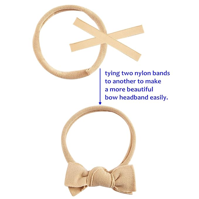 inSowni 200 Pack Bulk Wholesale Super Soft Stretchy DIY Nylon Headbands Hair Bands for Baby Girls One Size Fits All (Khaki)