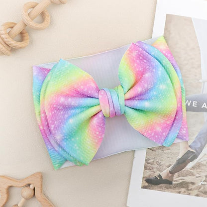 YanJie 7'' Rainbow Headbands for Baby Girls Newborn Infant Toddler Kids Hair Bows Girl Hair Accessories Dreamy Colorful Fashion Head Bow