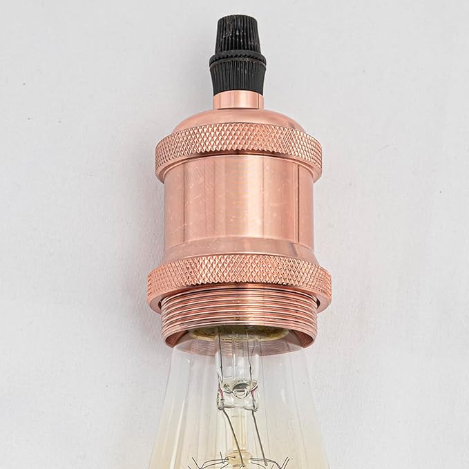 Kiven H-Type Wire Track LightPendants, 11.8 Inch Cord Length Black Weave Rope, Restaurant DecorativePendant Light Industrial Pendant Lamp 3 Pack,Bulb Not Included（Rose Gold）