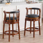 Cow top Leather Wooden Bar Stools, 360 Degree Swivel Bar Height Chair with Backs for Home Kitchen Counter, Morden Chair Barstools (Black-2pc, Counter Height-Seat Height 26”)