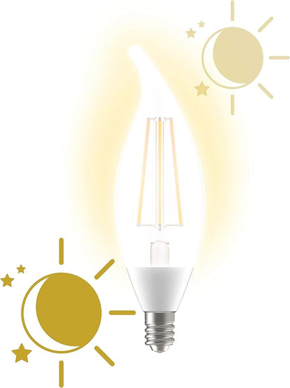 GE LED+ Dusk to Dawn LED Light Bulbs, Automatic On/Off Outdoor Security Lights, Soft White, E12 Candelabra Base (2 Pack)