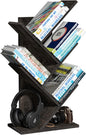 5 Tier Tree Book Shelf, Small Desktop Bookshelf with Storage Organizer, Wood Bookcase, Desk Display Bookshelves, Floor Standing Organizer Bookcases for Living Room,Bedroom,Office-Dark Grey
