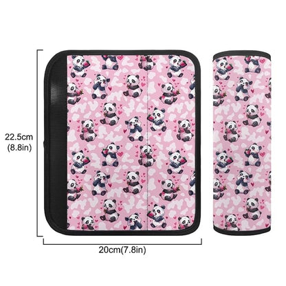Biyejit Pink Hearts Panda Baby Car Seat Strap Covers Shoulder Pads for Baby Kid, Super Soft Infant Carseat Belt Covers for All Car Seat Stroller