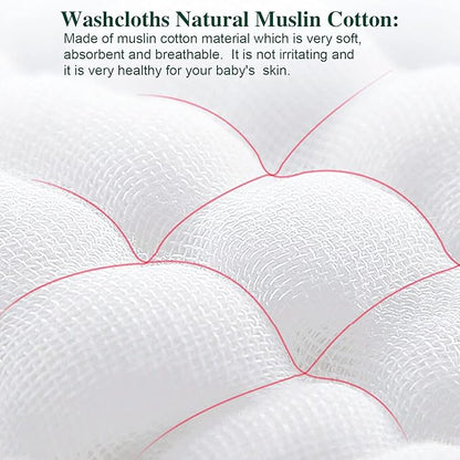 NTBAY 6 Pack Baby Muslin Washcloths, 6 Layers Natural Cotton Newborn Baby Face Towel with Animals Printed Design, Soft and Breathable Reusable Wipes and Shower Gift for Baby Registry, 10x10 inches