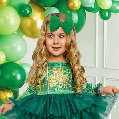 YanJie Baby Bows Headbands - Shamrock Headbands with Green Bows for Newborn Girls, Infants and Toddlers, St Patrick's Day Hair Accessories