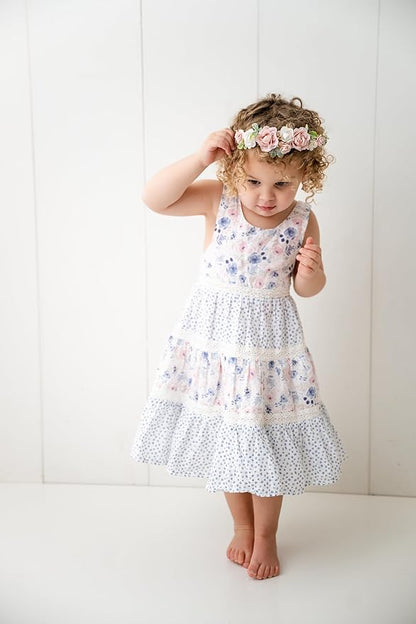 Flower Girl Flower Crown Pink Baby Girls Floral Headpieces Kids Headband Children Hair Wreath Photo Prop (Blush pink-Child Size)