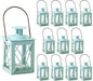 Kate Aspen Decorative Lanterns - Set of 12 - Luminous Metal Lantern Tealight Candle Holders for Wedding, Home Decor and Party - 4.5" H (6.5" H with Handle) – Blue