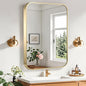 Gold Bathroom Mirror, 24x32 Inch Brushed Gold Mirror, Aluminum Alloy Framed Rectangle Bathroom Mirror for Over Sink, Anti-Rust Wall Mirror (Horizontally or Vertically)