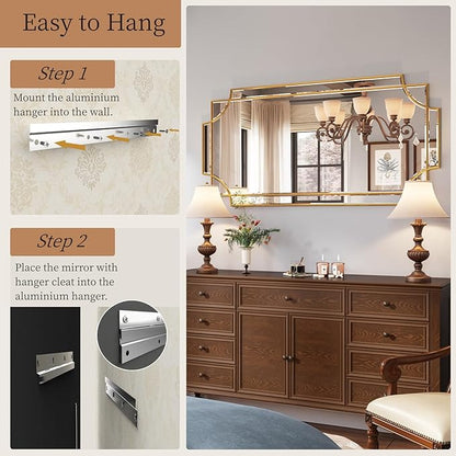 Kelly Miller 24"x48" Large Gold Mirror for Wall, Gold Traditional Wall Mirror Art Decorative Mirror Beveled Full Length Mirror Home Decor for Bathroom Living Room Bedroom Kitchen Farmhouse Entryway