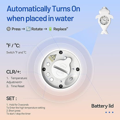 Doli Yearning Baby Bath Thermometer for Newborn & Infant - Floating Digital Water Temperature Monitor with Timer & LCD Display - Safe Bathing Essentials for New Moms