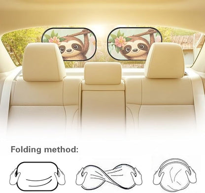 Bulopur Cute Sloth Window Shades 2 Pack Back Window Sun Shades for Car Sun Protection and Sun Shade Blocker Cute Design Glare Shield Protection Fit for Most Cars, Vehicles, SUVs