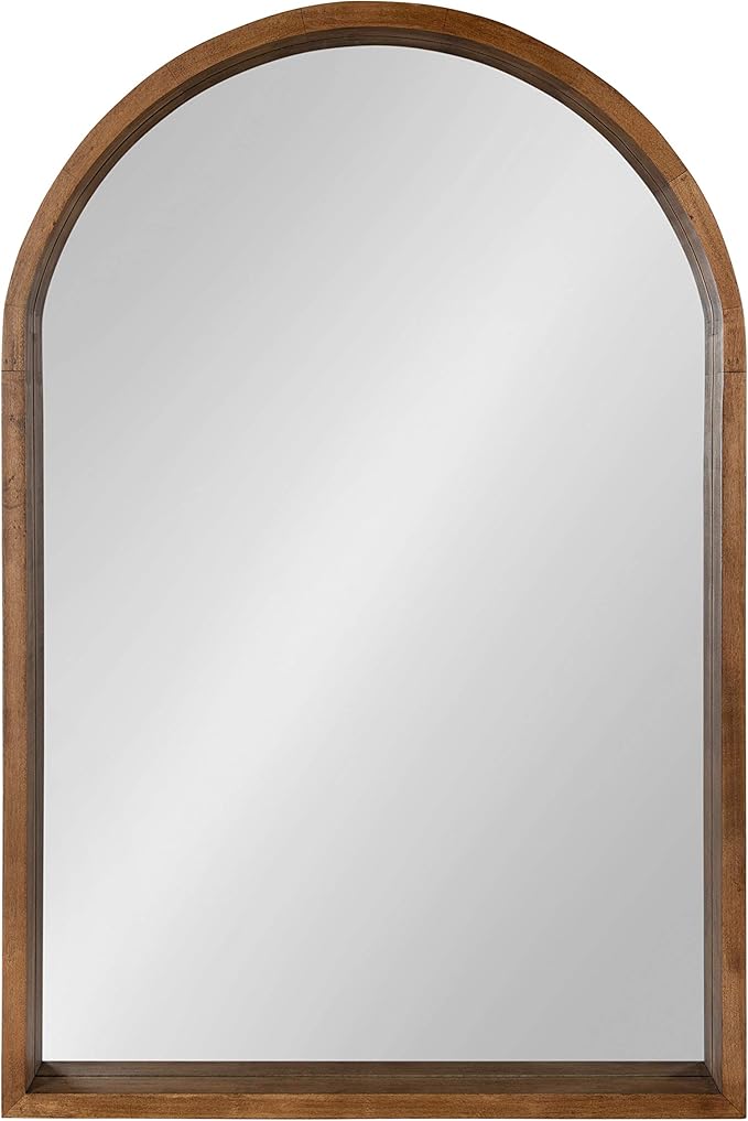 Kate and Laurel Hutton Rustic Modern Farmhouse Arch Mirror, 24" x 36", Natural Wood Finish