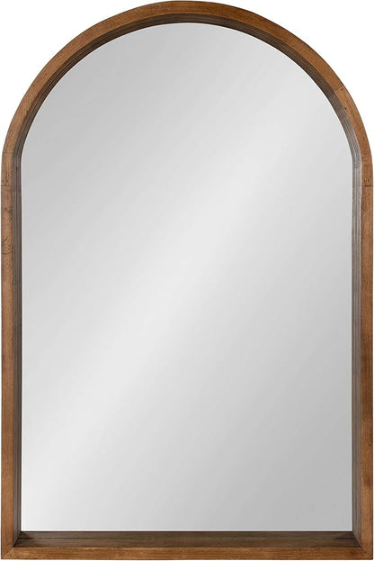 Kate and Laurel Hutton Rustic Modern Farmhouse Arch Mirror, 24" x 36", Natural Wood Finish