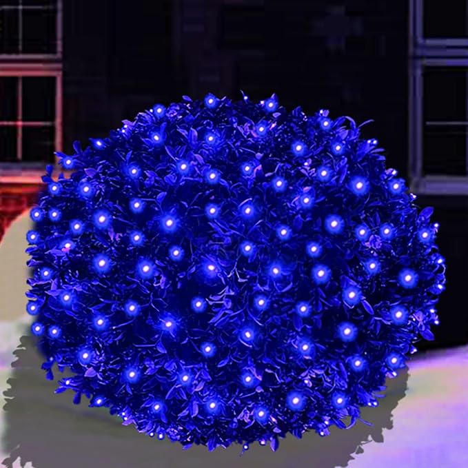 HISHINY LED Blue Christmas Net Lights Outdoor Christmas Decorations 5ftx5ft 100LED Green Wire,Connectable Outdoor Indoor Yard Mesh Shrub Net Lights String for Halloween Chritmas Party,Tree,Bush(Blue)