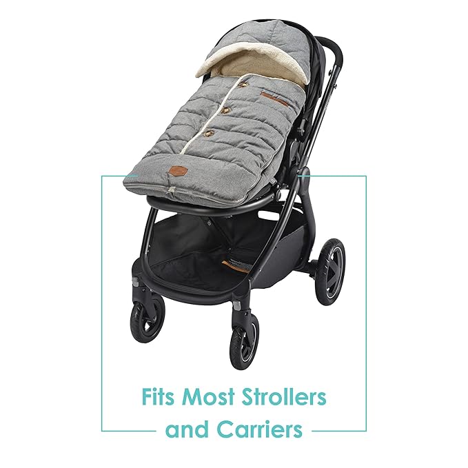 JJ Cole Bundle Me Winter Toddler Car Seat Cover and Bunting Bag - Urban - Weather Resistant Baby Carrier Cover - Winter Baby Essentials - Heather Gray
