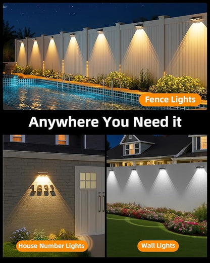 JOFIOS Solar Fence Lights Outdoor, 8 Pack, 9 Fixed Colors ＆ Color Changing Fence Lights Solar Powered Waterproof IP65 Dusk-to-Dawn LED Deck Lighting for Patio, Railing, Pool, Porch, Backyard, Wall