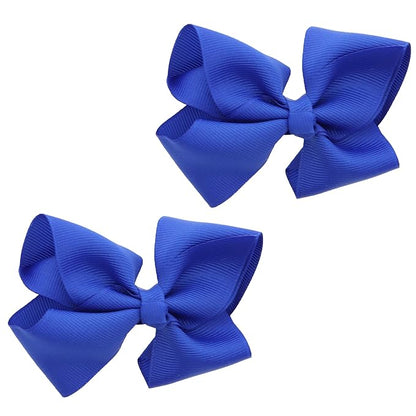 3 Inch Grosgrain Bow for Little Girls- Set of 2 (Royal)